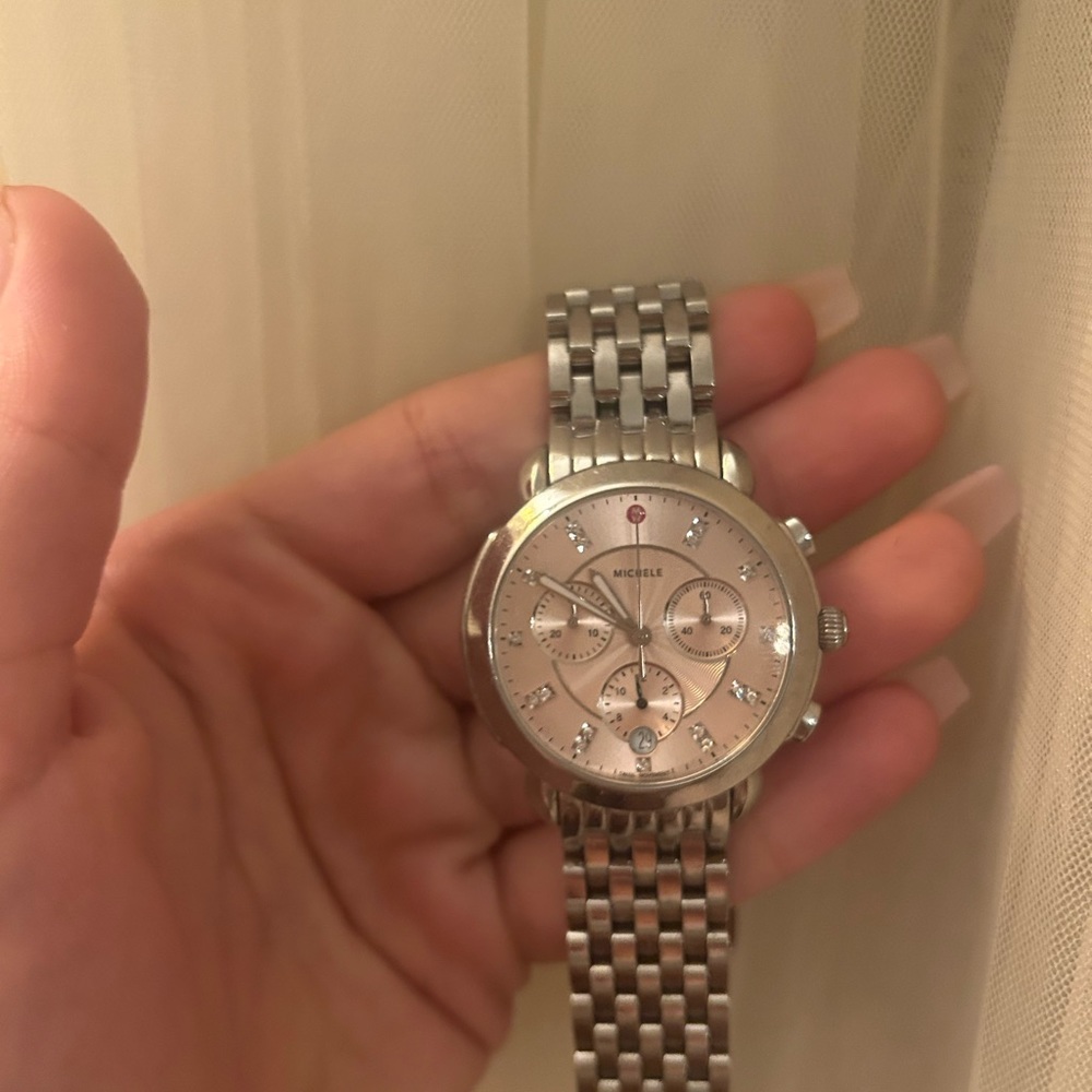 *TODAY ONLY* Michele Sidney Diamond Watch- Pink Dial - Picture 4 of 11